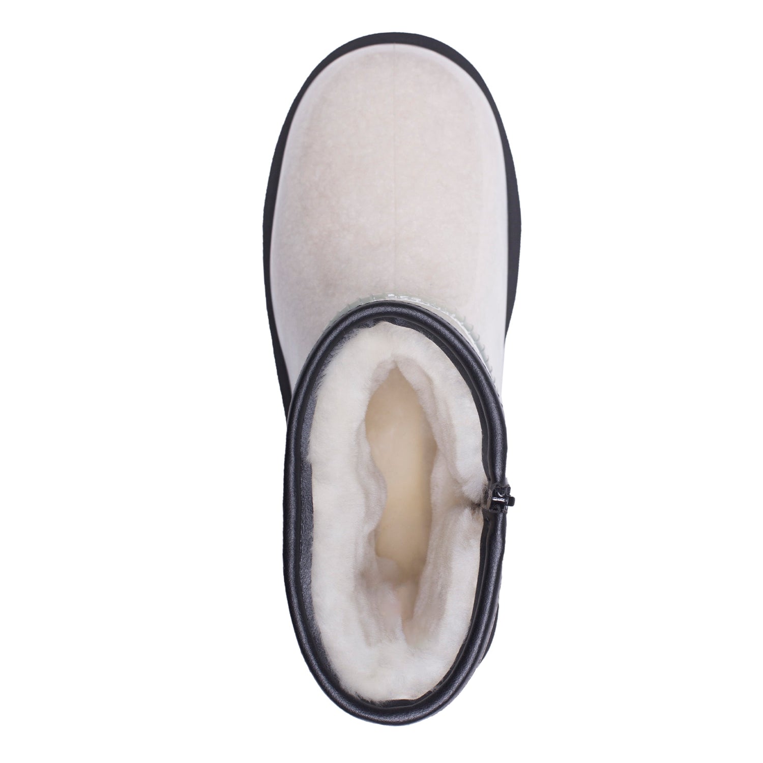 White UGG Zipper Clear Mini Rain Boots by Auzland with transparent design and zipper detail, perfect for rainy weather.